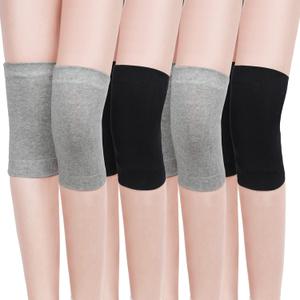 4 Pairs Knee Warmers for Women Men Breathable Leg Warmers Knee Brace Pad Leg Compression Sleeve for Cycling Running(Gray, Large)