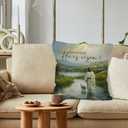 He is Risen Easter Throw Pillow Covers - Christian Religious Easter Lamb Decor, Jesus Walking on Water Decorations Pillow Covers for Home Bedroom Couch