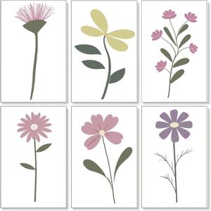 Jethami 6 Pack Paint by Numbers Kit for Adults Beginner, Easy Flowers DIY Painting Canvas Art Kit for Home Wall Decor 8x12 in (Boho Flowers-02)