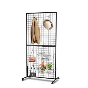 ktondic 3ft×6ft Double-Layer Grid Panels for Display, Movable Gridwall Panels Tower with T-Base Stand, Sturdy Wire Grid Wall Panels Metal Art Display Racks for Retail Displays Craft Shows