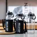 2 x 34oz Glass Water Bottle with capacity Mark & Stainless Steel Tea Strainer-Large Capacity for Hot/Cold Drinks,Coffee,Tea,and Water-Includes Protective Sleeve,Perfect for Home,Office (34oz2PCS)