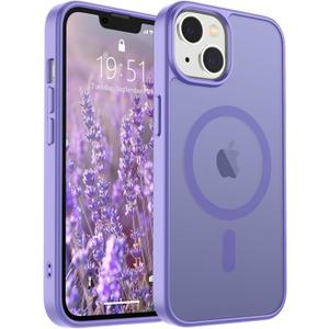 SUPFINE Magnetic for iPhone 14 Case & iPhone 13 Case (Compatible with MagSafe)(Military Grade Drop Protection) Translucent Matte Shockproof Phone Cover,Purple