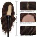 NAYOO Long Brown Wavy Wig for Women 26 Inch Middle Part Curly Wavy Wig Natural Looking Synthetic Heat Resistant Fiber for Daily Party (Brown with Highlights)