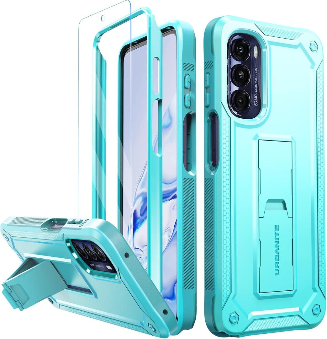 URBANITE for Motorola Moto G Stylus 5G (2022) Case, Military Grade Rugged Shockproof Protective Cover with Screen Protector and Kickstand (Sky Blue)