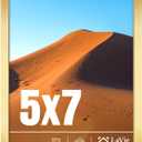 LaVie Home 5x7 Picture Frame for Wall Display, 5x7 Gold Picture Frame with HD Plexiglas, 5 x 7 Matted Frame 1 Pack, Display Frame for Vertical or Horizontal, Classic Collection