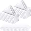 Tegeme 100 Pcs Satin Napkins Bulk 17 x 17 Inch Square Cloth Napkins Set Soft Silk, Hemmed Edges, Washable and Reusable for Party Wedding Dinner Banquet Restaurant Table Decorations(White)