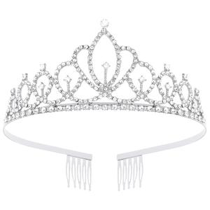 Crown Tiaras for Girls & Women - Silver Crystal Princess Crown for Birthday Cake Topper, Flower Bouquet Accessories, Halloween Costume, Prom, Pageant, Bridal Events
