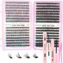 DAODER Wispy Lash Extension Kit 640Pcs Cluster Lashes Natural Look, Short Lash Clusters Kit 9-13mm 30D 40D 50D 60D D Curl Individual Lashes Kit with Lash Bond Seal Remover(30D+40D+50D+60D Kit 9-13mm)