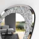 DMDFIRST Modern Irregular Shaped Wall Mirror 21.6x16 Inch Decorative Oval Diamond Decor Mirror for Living Room, Bedroom, Bathroom, Entryway
