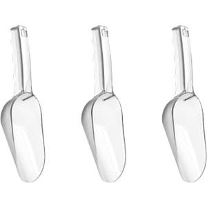 3PCS Clear Plastic Ice Scoop, 6 ounces Alec Ice Scoops, Kitchen Scoop for Ice Bucket Ice, Popcorn, Coffee Beans, Flour (6 oz.)
