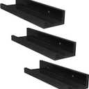 3 Piece Wall Display Floating Wall Mounted Book DVD Collectables Storage MDF Shelf Picture Frame Stand for Living Room Bedroom Home Decor 35 inches long, 5.5, 5, 4 inches wide