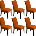 Chair Covers for Dining Room - Stretch Chair Slipcovers for Decorative Seat Protector Armless Removable Washable Elastic Dinner Universal Spandex Solid Chair Slip Covers Set (Autumn Orange,6)