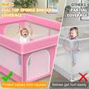 79x71 in Baby Playpen with Mat: Large Play Pen for Babies and Toddlers - Baby Gate Playpen with Soft Breathable Mesh - All-Wrapped Sponge Sturdy Safety Play Yard with 2 Handles & Bag, Pink