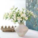 3Pcs Artificial Helloborus Silk Flowers Stem 21.6In Fake Hellebore Eranthis for Wedding Centerpiece Bouquets DIY Floral Home Party Office Decor (White)