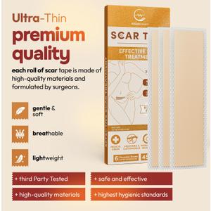 AllSett Health Silicone Sheets for Scars, Post Surgery, Tummy Tuck, CSection Recovery, Keloid Bump Removal, Stretch Marks Removal, Face Acne (6 Inch x 1.6 Inch)  Pack of 2