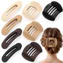 8 Pcs Flat Hair Clips for Women, 2 Styles Large Flat Claw Clips for Women, Strong Hold Non-slip French Hair Clips for Thick Thin Hair, Neutral Color, Pack Of 3