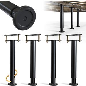 4Pcs Bed Frame Support Leg, Adjustable 14" to 23.6", Increase Under-Bed Storage Space, Extra Sturdy Steel Bed Risers with Wider Rubber Base, More Stable, for King/Queen Bed