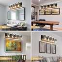 Vanity Lights for Bathroom Large 40", Farmhouse Rustic Vanity Light with Bubble Glass Shades, Black and Gold 5 Light Bathroom Lighting Fixtures Over Mirror, Bath Wall Sconce Home Decor