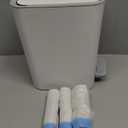 rejomiik Small Bathroom Trash Can with Lid, 2.1 Gallon Step Garbage Can with Handle, Slim Mini Wastebasket Bin for Bedroom, Office, Dorm, White