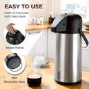 Coffee Carafe for Keeping Hot - Gezoss 102OZ / 3L Airpot Coffee Dispenser with Pump - Large Coffee Carafe for Hot Drinks Tea Liquid - Insulated Stainless Steel Hot Water Beverage Urn for Parties