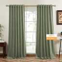 RYB HOME Sage Green Blackout Velvet Curtains 84 inches Long, Total Light Blocking Room Darkening Thermal Insulated Back Tab Curtains for Nursery Bedroom, Sage Green, 52W x 84L, 2 Panels