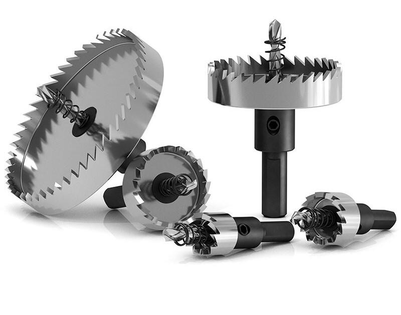 Hole Saw Kit, 3/4" to 5"(19mm-127mm) Hole Saw Set in Case, Holesaw Multi Tool with 2 Mandrels, 2 Drill Bits, Installation Plate & Hex Key for Soft Wood, PVC Board, Plywood, Drywall