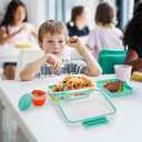 2 Pack Bento Box with Handle, 56Oz Leak-proof Lunch Container for Kids, 3 Compartments Salad Dressing Box with Sauce Cup, Meal Prep Container with 2 Removable Tray, Microwave&Dishwasher Safe