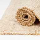 KEMA Jute Cotton Area Rug - 5'x8' Natural Hand Woven Reversible Entry Area Rugs Vintage Farmhouse Bohemian Rectangular Floor Rug for Bedroom, Kitchen, Living Room, Indoor-Outdoor
