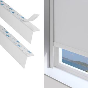 ZSTARR PVC Light Blockers Blackout Light Blockers Side Tracks for Window Shades and Blinds Side Tracks for Blackout Shades Easy to Instal Light Blocking Strips for Bedroom (White, 58",2Pcs)