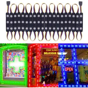 LED Window Lights Waterproof Storefront Lights Business Decorative Light for Advertising LED Module Signs Business Store Light 12V 5050 20FT RGB (2 Packs) (RGB (Red, Green, Blue))