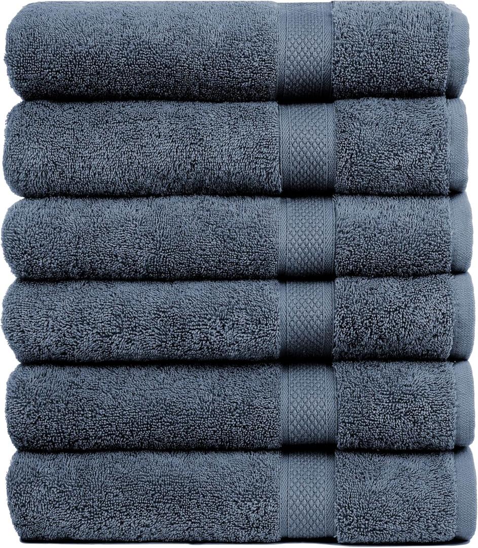 Pleasant Home Bath Towels Set of 6 (24 x 50) 100% Cotton, 515 GSM | Lightweight, Soft & Absorbent Luxury Towels for Bathroom | for Gym, Pool & Spa | 6 Pack, Navy