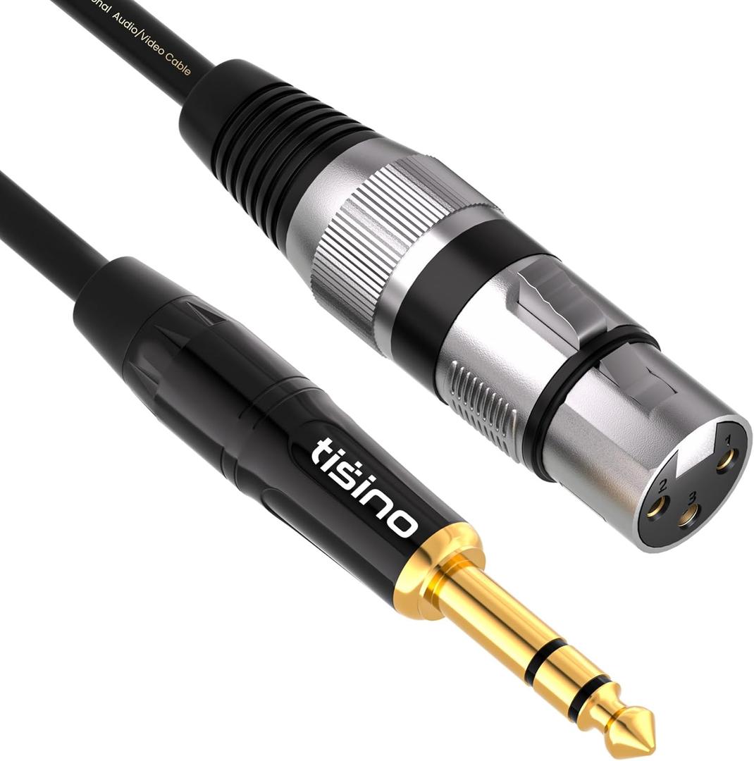 tisino XLR Female to 1/4 Inch (6.35mm) TRS Jack Lead Balanced Signal Interconnect Cable XLR to Quarter inch Patch Cable - 3.3 Feet