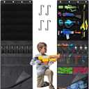 Over the Door Organizer for Toy Guns, Toys Storage Back of Door Hanging Organizer with Large Capacity Pockets and Adjustable Straps, for Kids Foam Blasters, Darts, Goggles and Toys Gun Accessories