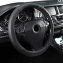 Microfiber Leather 16" Universal Fit Car Steering Wheel Cover, Elastic Nonslip Breathable and Odorless, Black