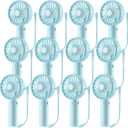 Tujoe 12 Pcs Mini Powerful Handheld Fan 3 Speed Personal Small Portable Rechargeable Fan with Base USB for Women Eyelash Makeup Office Travel Beach Indoor Outdoor (Blue)
