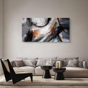 KLAKLA Large Wall Art - Abstract Canvas Wall Decor Modern Print Picture Artwork for Living Room Office Bedroom Home Decor - 40x20 Inches (Black)