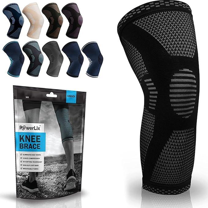 POWERLIX Leg Sleeve - Best Knee Brace for Leg Pain for Men & Women Knee Support for Running, Basketball, Weightlifting, Gym, Workout, Sports Please Check Sizing Chart (Nude, Small)