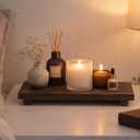 2PCS Wooden Pedestal Tray, 9 x 5.9 x 1.5 Inch Rustic Wood Riser Stand for Bathroom Kitchen Counter Decor, Small Decorative Soap Tray for Candles Plants Bottles, Home Accessories