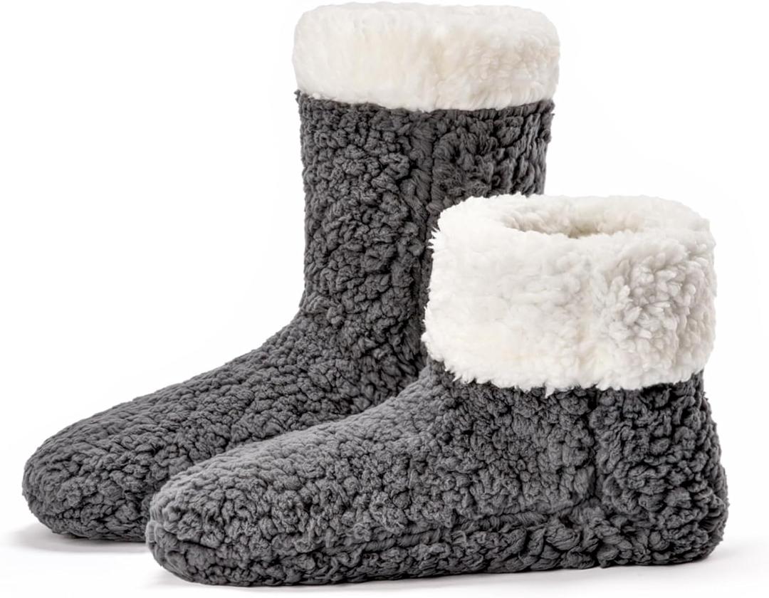 cosyone1997 Women's Fuzzy Slipper Socks with Non-slip Grippers, Cozy & Unique Gifts (Grey)