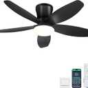 Surtime Ceiling Fans with Lights-36 Low Profile Ceiling Fan with Light and Remote/APP Control, Flush Mount, DC Reversible, LED Dimmable Black Ceiling Fans for Bedroom, Indoor/Outdoor Patio Use (Black)