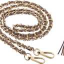 PATIKIL Purse Chain Strap, 47 Inch Leather Chain Straps Purse Strap Replacement Flat Chain Strap with Tassel for Crossbody Bag Handbag Woman, Coffee/Gold