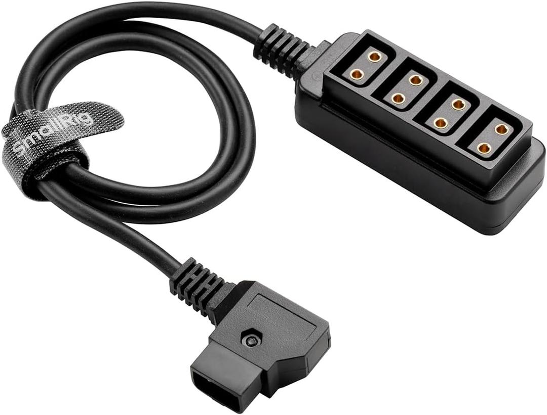 SMALLRIG D-Tap Splitter, Dtap Splitter Power Cable to 4 Ports, D Tap Charger Cord Suitable for V Mount Battery, NP-FZ100/ LP-E6P/ EN-ELE5c Dummy Battery, Monitors, Flame-Retardant Cable 64cm/25.2in