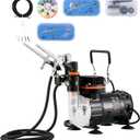 VEVOR Airbrush Kit, Professional Airbrush Set with 1/5 HP Compressor & 3 Airbrushes, Airbrushing System Kit with Multi-Purpose Dual-Action Gravity Feed Airbrushes, Art Nail Cookie Tatto