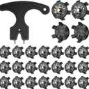 Cozypower 31 Pcs Golf Spikes Set Includes 30 Pcs Golf Cleats Replacement Black Cleats Spanner Metal Thread Screw 6 mm Dia Spike Tool for Lawn Cricket Shoe Player Lover(Black)