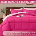 FUANNA Full Size Comforter Sets 7 Pieces, Reversible Bed in a Bag Full with All Season Soft Comforter, Bedding Sets Includes Comforter, Flat Sheet, Fitted Sheet, Pillowcases & Shams, Hot Pink & Pink