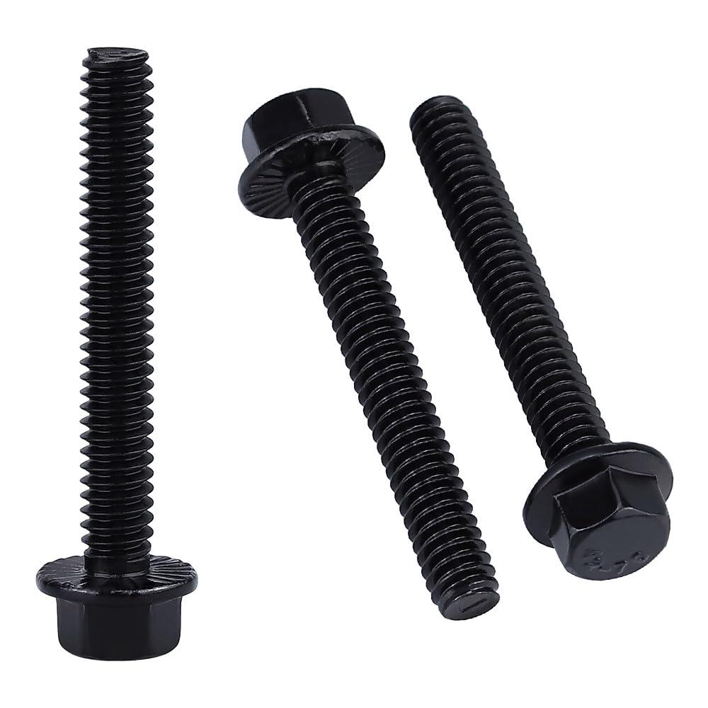 1/4-20 x 2 (27 Pack) Serrated Flange Hex Head Bolts Screws, Stainless Steel 304 (18-8) Flanged Hexagon Bolts Screws, UNC Coarse Thread, Full Thread, Black Coated