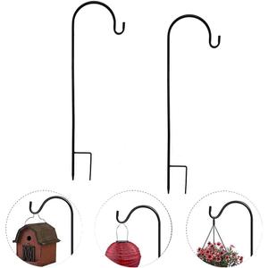Dualshine 2 Pack Shepherd Hook 35 inch Tall Garden Outdoor Hook for Hanging Solar Light, Bird Feeders, Lanterns, Mason Jars, Garden Stake and Wedding Decor (Black)