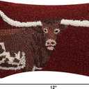 Peking Handicraft 30TG629C12OB Poly Filled Hook Throw Pillow, 12-inch Length, Wool and Cotton (Longhorn)