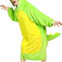Waitu Dinosaur Wearable Blanket Hoodie Funny Halloween Costumes Gifts for Women Men Boys Girls, Zipper Hoodie Blanket Sweatshirt Cozy Unisex Flannel Dinosaur Costume Cute Gifts (Adult, Green)