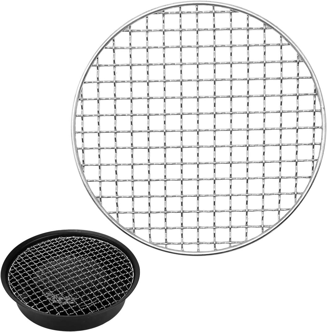 UOIENRT Multi-Purpose Round BBQ Grill Net, Stainless Steel Barbecue Grill Grid for Camping, Cooking Beef, Chicken, Vegetables (20cm)